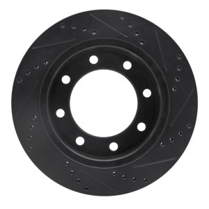 Ford F-250 Super Duty Brake Rotor (1) - Front Left - R1 Concepts - Drilled & Slotted - Black - `99-`05
